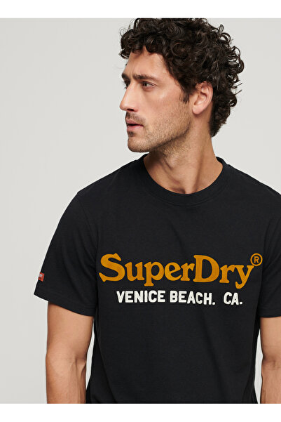 SUPERDRY Bisiklet Yaka Baskılı Siyah Erkek T-Shirt M1011894A9RN_VENUE DUO LOGO T SHIRT