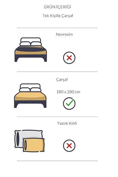 VAROL Pan Series Ranforce Cearşaf de pat Hotel Single 180x280 63 Sârmă