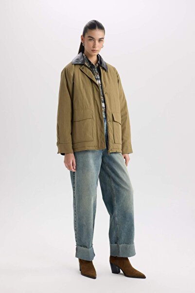 DeFacto Polo Yaka Mont Fermuar Çıtçıtlı Cepli Mevsimlik Pamuklu D6745AX24AU