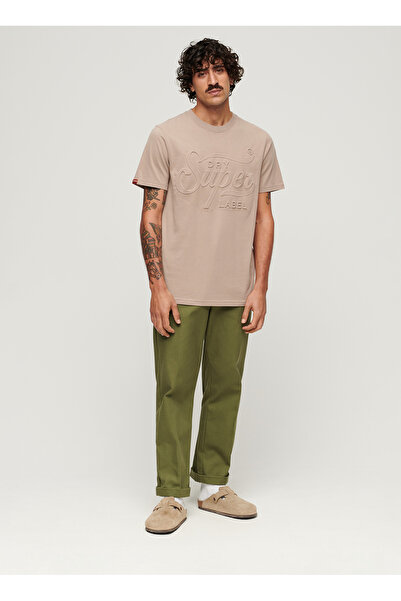 SUPERDRY Bisiklet Yaka Düz Bej Erkek T-Shirt M1011915A1PC_EMBOSSED ARCHIVE GRAPH