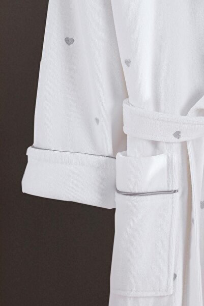 VAROL Heart Embroidered 100% Cotton Love Series Bathrobe