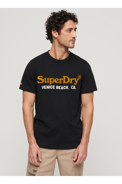 SUPERDRY Bisiklet Yaka Baskılı Siyah Erkek T-Shirt M1011894A9RN_VENUE DUO LOGO T SHIRT