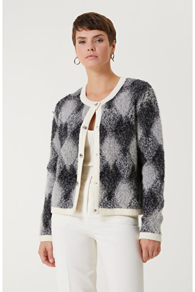 Network Gri Lacivert Yün Karışımlı Triko Ceket