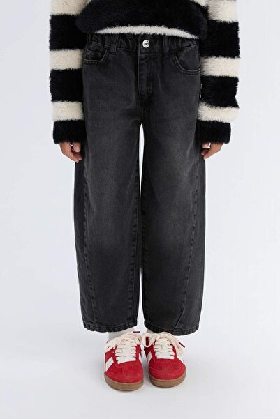 DeFacto Kız Çocuk Barrel Fit Bilek Boy Geniş Bol Paça Jean Pantolon D5448A824WN