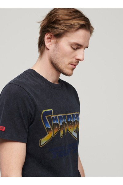 SUPERDRY Bisiklet Yaka Baskılı Siyah Erkek T-Shirt M1011981A02A_ROCK GRAPHIC BAND TEE