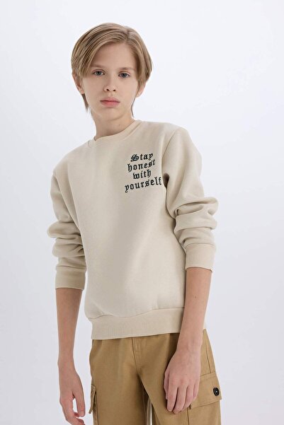 DeFacto Boy's Crew Neck Printed Sweatshirt D4344A824Wn