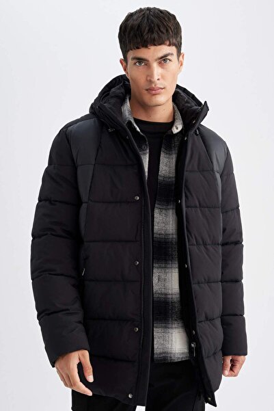 DeFacto Слім-фіт, вузький крій, підкладка, капюшон, блискавка, кишені, зимовий парка C5712AX24WN