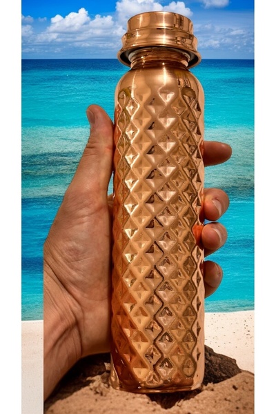 gulflower nude إبريق مياه نحاسي 100% مصنوع يدويًا من النحاس، ترمس نحاسي