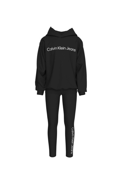 Calvin Klein Baskılı Siyah Kız Çocuk Eşofman Takımı IU0IU00658BEH