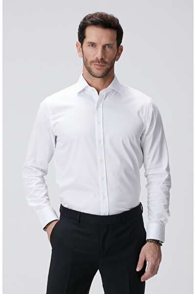 Network Beyaz Pamuk-Saten Gömlek