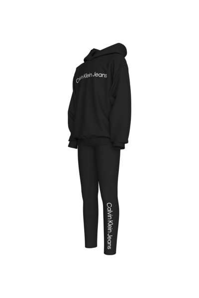 Calvin Klein Baskılı Siyah Kız Çocuk Eşofman Takımı IU0IU00658BEH
