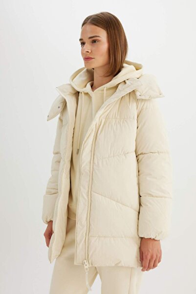 DeFacto Water Repellent Hooded Zippered Inflatable Parka with Pockets C9372Ax24Wn