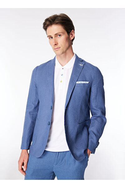 SSEINSE Slim Fit Çivit Erkek Düz Ceket GAE949SS CeketÇivit Mavi