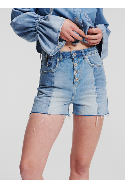Karl Lagerfeld Jeans Yüksek Bel Normal Mavi Kadın Denim Şort 241J1119