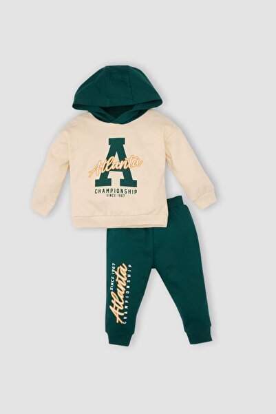 DeFacto Slogan Printed 2-Piece Thin Sweatshirt Set for Baby Boy - D6240A5Ns