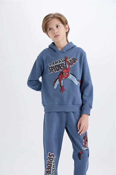 DeFacto Erkek Çocuk 2'li Takım Marvel Comics Kapüşonlu Sweatshirt Beli Lastikli Eşofman Altı D2402A824AU