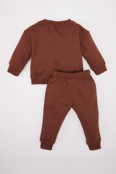 DeFacto Erkek Bebek 2li Takım Bisiklet Yaka Baskılı Sweatshirt Beli Lastikli Eşofman Altı D0721A524WN