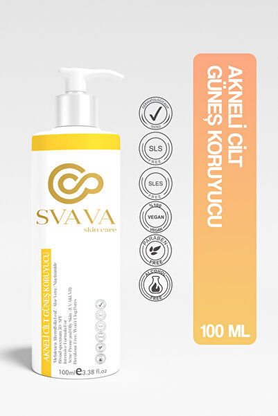 Svava SKİN CARE Akne Karşıtı Güneş Kremi UVA UVB Güneş Koruyucu SPF50+ 100 ML