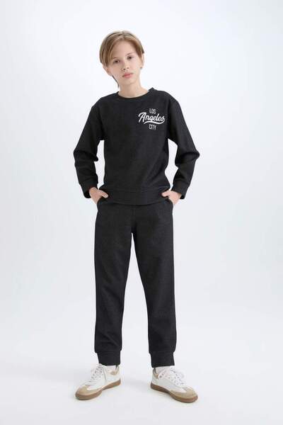 DeFacto Erkek Çocuk 2'li Takım Baskılı Sweatshirt Eşofman Altı D7869A8NS