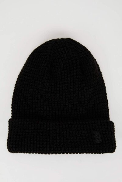 DeFacto Мъжка поларена шапка с принт на етикет C7140AX24WN