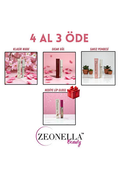 Zeonella Beauty Soyulabilir Ruj Dudak Dövmesi 3'lü Set - Klasik Nude, Sıcak G...
