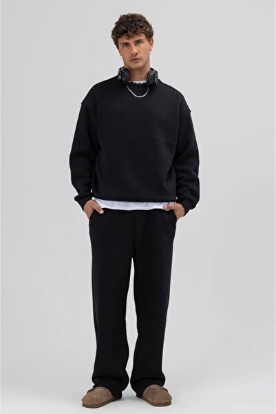 İLKCET MODA Βασικό μαύρο unisex oversize premium φούτερ