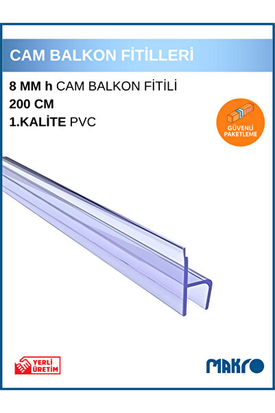 GLASSMAKRO 8 MM Küçük h (y) Cam Balkon Şeffaf Fitil 200 CM