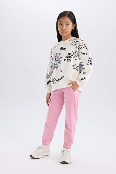 DeFacto Girl's Cargo Pocket Elastic Waist Leg Jogger Sweatpants 3160666