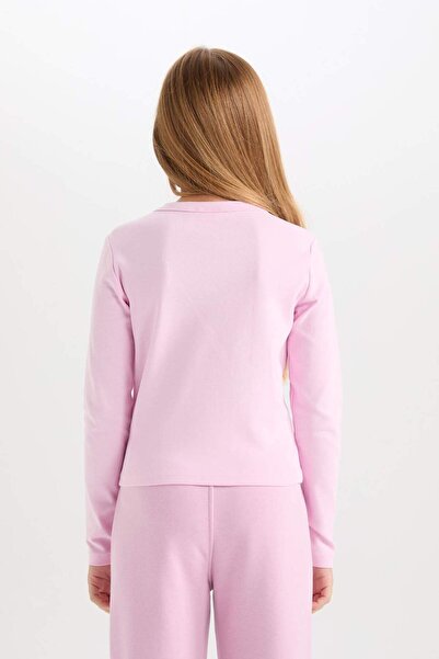 DeFacto Κοριτσίστικο μπλουζάκι με μακρυμάνικο μπλουζάκι με στάμπα με στάμπα Barbie Cropped Fit D2831A824AU