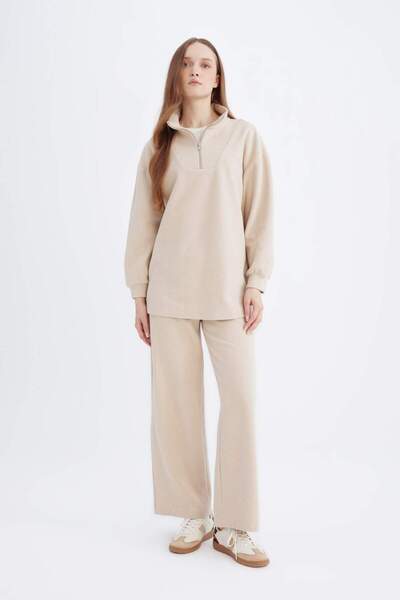 DeFacto Stand Collar Half Zip Thessaloniki Tunic - Long Sleeve, Regular Fit B4306Ax24Wn