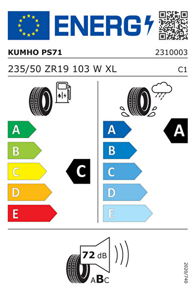 Kumho 235/50R19 103W XL ECSTA PS71 SUV Üretim 2025 Oto Yaz Lastiği