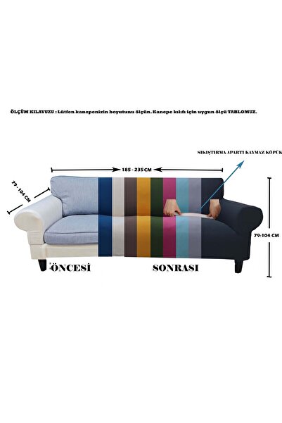 Home Süet Detaylı Angora Kumaş 2 Adet Üçlü & Çekyat- 2 Adet Tekli KOMPLE GİYDİRME KANEPE&ÇEKYAT, BOHEM,