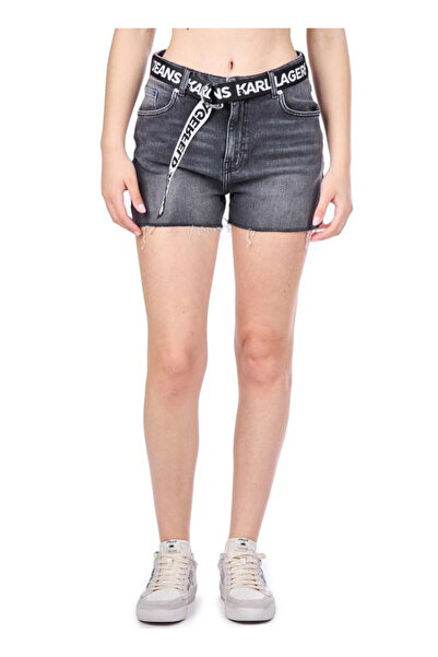 Karl Lagerfeld Jeans Yüksek Bel Normal Antrasit Kadın Denim Şort 241J1121