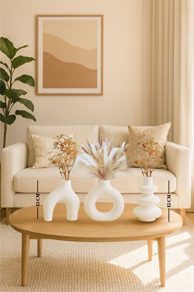 rufhomedesign 3lü 15 Cm (BÜYÜK BOY) İskandinav Tarzı Bohem Vazo Hediyelik Pin...