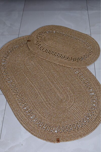 ModaCardin Σετ 2 πατάκια μπάνιου από γιούτα και άχυρο - Καλάθι σε στυλ Bohemian και Nordic