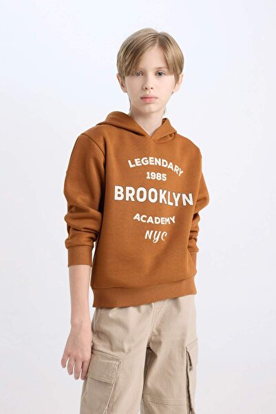 DeFacto Erkek Çocuk Kapüşonlu Baskılı Sweatshirt D4343A8NS