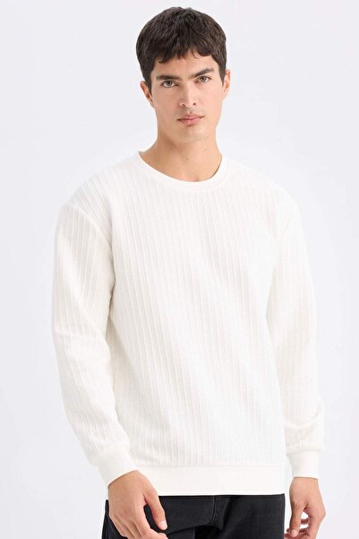 DeFacto Regular Fit Bisiklet Yaka Jakarlı Sweatshirt D5391AX24AU
