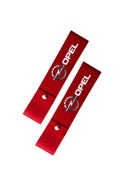TUSBA MARKET Opel Logolu Kırmızı Renk Yüksek Kalite Tampon Dili & Çeki İpi – 2'li Set