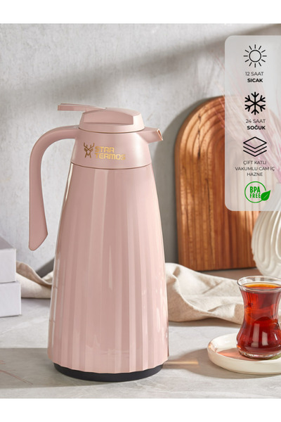 Star Termos Zagana Serisi 1.5 Lt Cam Termos Pudra | Cam İç Hazneli 12s Sıcak ...