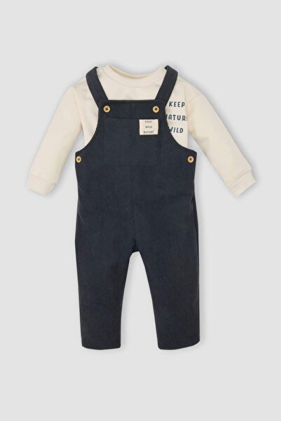 DeFacto Baby Boy 2 Stück Set Rundhals bedrucktes T-Shirt Salopet D5406A524WN