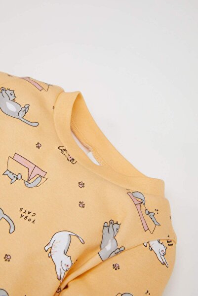 DeFacto Kız Bebek Pijama Takımı Desenli Uzun Kollu Üst Beli Lastikli Uzun Alt D5367A524WN