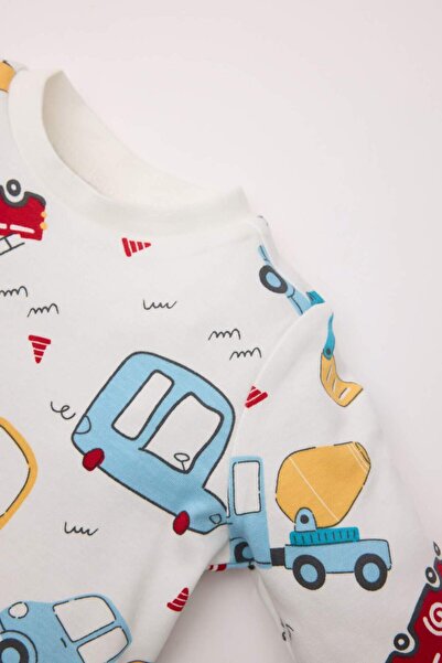 DeFacto Erkek Bebek Pijama Takımı Araç Baskılı Uzun Kollu Üst Alt D8655A524AU