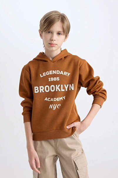 DeFacto Erkek Çocuk Kapüşonlu Baskılı Sweatshirt D4343A8NS