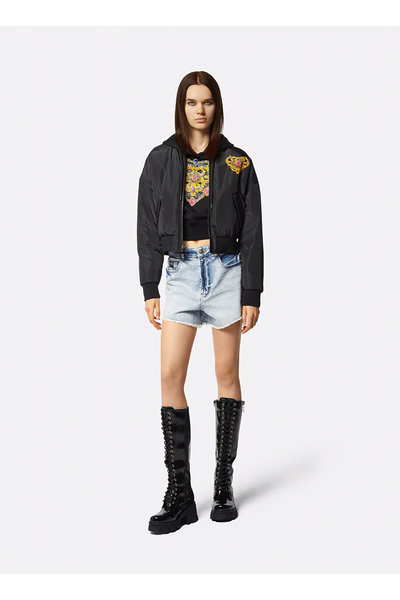 VERSACE JEANS COUTURE Yüksek Bel Standart Mavi Kadın Denim Şort 76HAD541