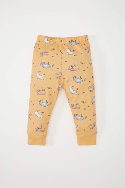 DeFacto Kız Bebek Pijama Takımı Desenli Uzun Kollu Üst Beli Lastikli Uzun Alt D5367A524WN