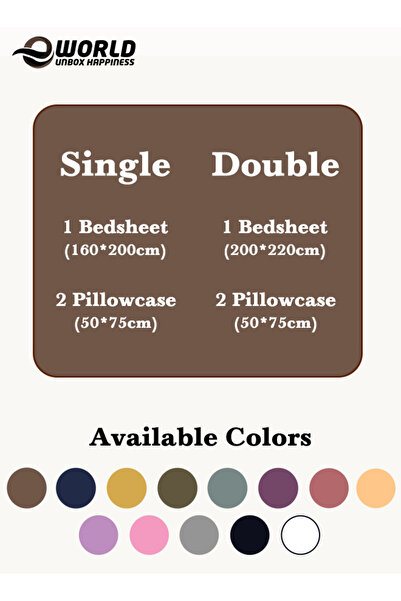 Eworld Luxury Brown Striped Cotton Bed Sheet Set – 3 Piece with Flat Sheet & 2 Pillowcases