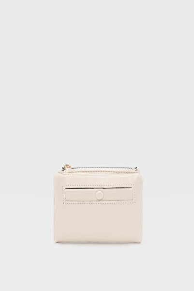 Shule Bags Elsa Düğmeli Kadın Cüzdan Krem