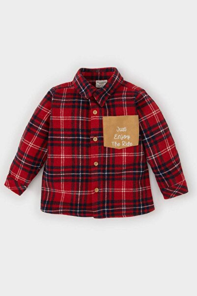 DeFacto Baby Boy Flannel Checkered Pocket Detailed Long Sleeve Shirt D5245A524Wn