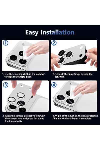 m.tk moveteck Apple iPhone 17 Pro Max Compatible Camera Protection Lens Protector Tempered Glass Full Frame Lens Protection