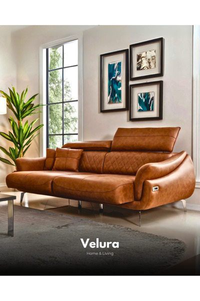 Velura Home & Living Ezel Motorlu Koltuk & Usb Portlu Kanepe (ÜÇLÜ) - Nubuk K...